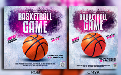 Design de modelo de panfleto de torneio de basquete e mídia social