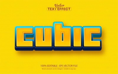 Cubico - Effetto testo modificabile, stile testo cartone animato, illustrazione grafica