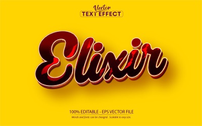 Elixir - Bearbeitbarer Texteffekt, roter Cartoon-Textstil, Grafikillustration