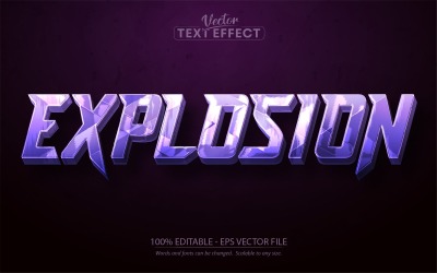 Exploze - upravitelný textový efekt, kovový fialový styl textu, grafická ilustrace