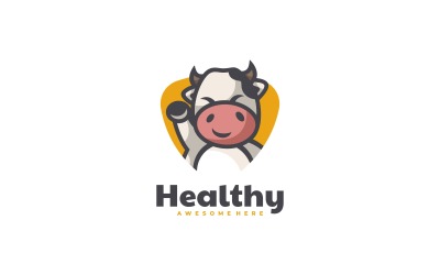 Modelo de Logotipo de Desenho de Vaca