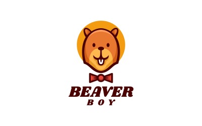 Biber-Jungen-Cartoon-Logo-Stil