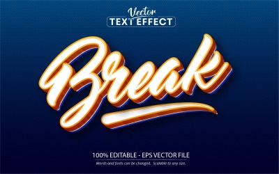 Break - redigerbar texteffekt, minimalistisk och sporttextstil, grafikillustration
