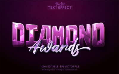 Diamond Awards - redigerbar texteffekt, lila lyx textstil, grafikillustration