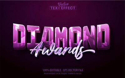 Diamond Awards – szerkeszthető szövegeffektus, lila luxus szövegstílus, grafikai illusztráció