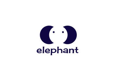 Elefánt negatív Space Clever intelligens logó