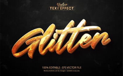Glitter - bewerkbaar teksteffect, metallic gouden tekststijl, grafische illustratie