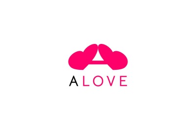 Litera A Love Clever Inteligentne logo o podwójnym znaczeniu