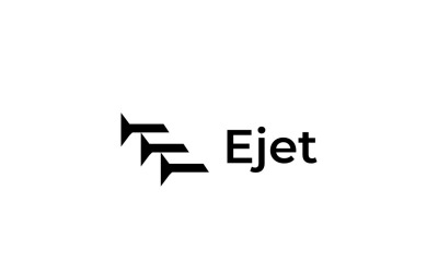 Logotipo de vuelo dinámico inteligente Jet Clever de letra E