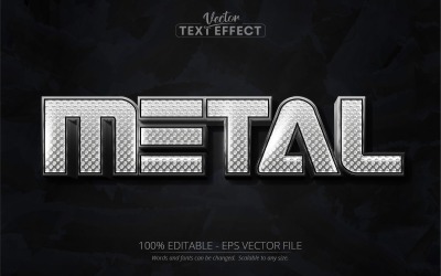 Metal - edytowalny efekt tekstowy, metaliczny i srebrny styl tekstu, ilustracja graficzna
