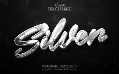 Silver - Editable Text Effect, Metallic And Silver Text Style, Graphics Illustration