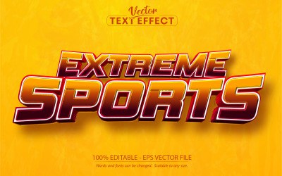 Sport ekstremalny — edytowalny efekt tekstowy, pomarańczowy styl tekstu sportowego, ilustracja graficzna