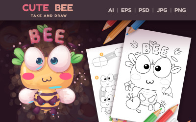 Bee - Kids Game, Coloring Book, Drawing Tutorial, Graphics Illustration