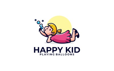 Estilo de logotipo de desenho animado de criança feliz