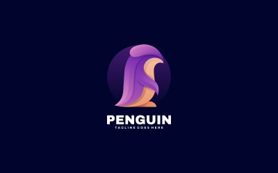 Design de logotipo de gradiente de pinguim