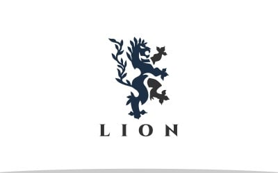 Elegante plantilla de logotipo de león heráldico