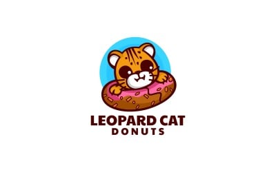 Leopard Cat Donuts Cartoon-Logo