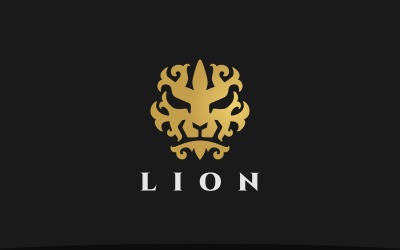 Design del logo della testa di leone di lusso