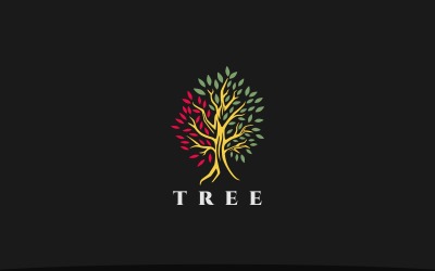Färgglada säsong träd logotyp mall