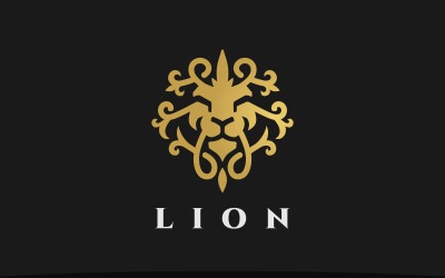 Luxus-Löwenkopf-Ornament-Logo-Vorlage