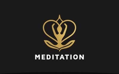 Modèle de logo de coeur de méditation