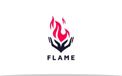 Modèle de logo de mains de flamme