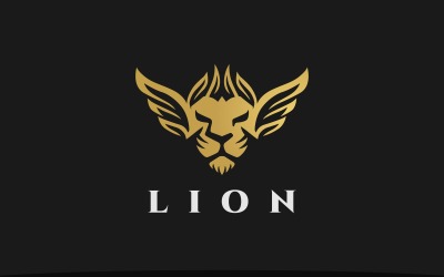 Plantilla de logotipo de cabeza de león alado