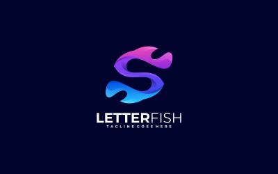 Buchstabe Fisch Farbverlauf Logo Stil
