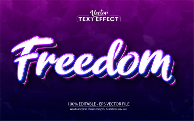 Freedom: efecto de texto editable, estilo de texto minimalista y deportivo, ilustración gráfica
