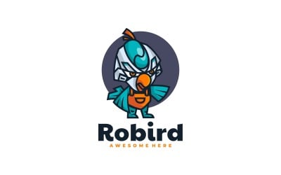 Logo de mascotte simple oiseau Robin