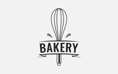 Logotipo de panadería con batidor para hornear