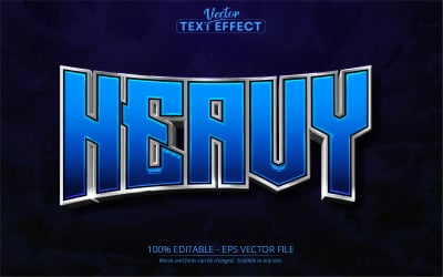 Pesado - Efeito de texto editável, estilo de texto azul metálico e prata, ilustração gráfica