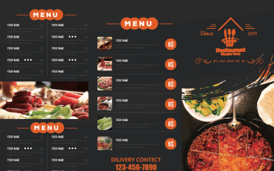 Driebladige menukaart: ontwerp van voedselflyer