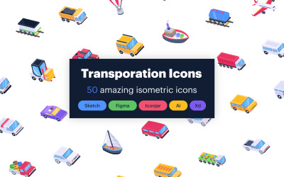 50 ícones de transporte isométricos