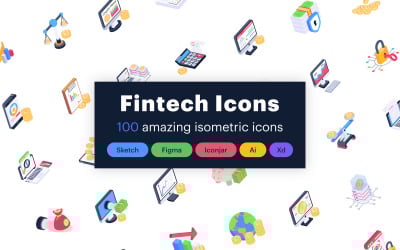 100 изометрических иконок Fintech