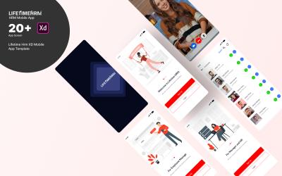 Lifetimehrm - 人力资源管理移动应用 XD 模板