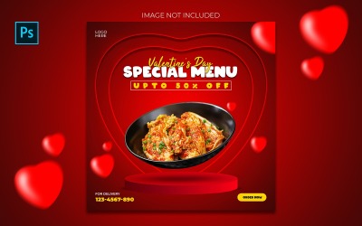 Valentine&#039;s Day Special Dinner Post and Promotional Food Post For Social Media