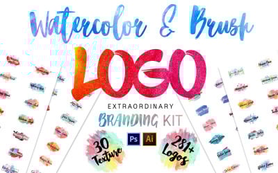 Watercolor and Brush Logos Branding Kit
