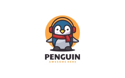 Plantilla de logotipo de mascota simple de pingüino