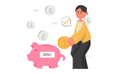 Ilustración del concepto de ahorro de dinero