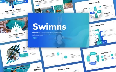 Swimns - Спорт Многоцелевой Шаблон PowerPoint