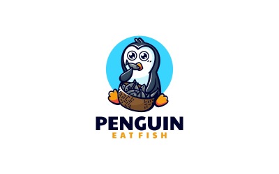 Estilo de logotipo de dibujos animados de mascota de pingüino