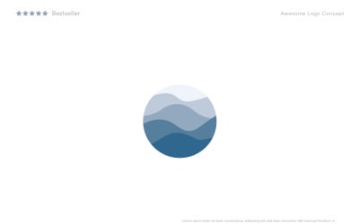 Sea, river, ocean round minimalistic logo template