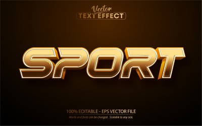 Deporte: efecto de texto editable, estilo de texto dorado metálico, ilustración gráfica