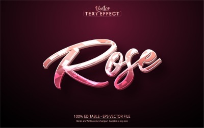 Rose - redigerbar texteffekt, metallisk glänsande roséguld textstil, grafikillustration