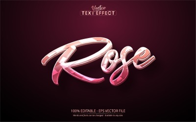 Růže - upravitelný textový efekt, kovový lesklý styl růžového zlata, grafické ilustrace