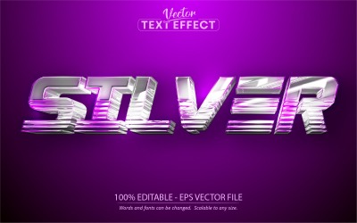 Silver - redigerbar texteffekt, lila metallisk och silvertextstil, grafikillustration
