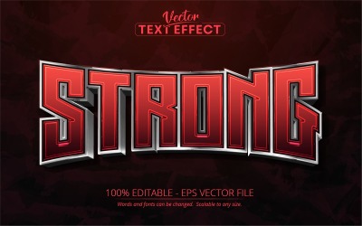 Stark - redigerbar texteffekt, röd metallisk och silvertextstil, grafikillustration