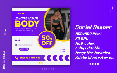 Modello di post per social media creativo Banner quadrato minimo modificabile