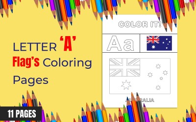 Letter &#039;A&#039; Flag Coloring Pages For Kids